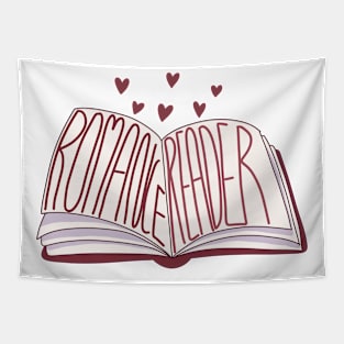 Romance reader open book with red hearts Tapestry