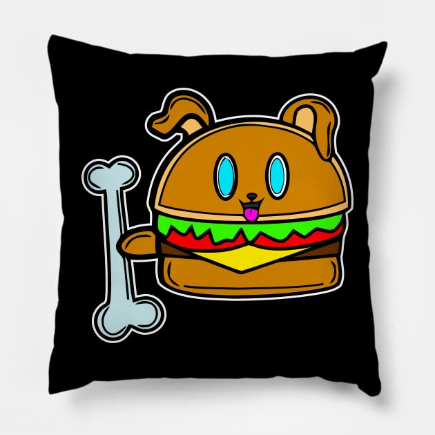 Kawaii Puppy Dog Cheeseburger Pillow by MaystarUniverse