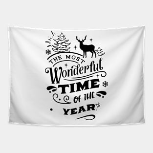 Christmas quotes with cute reindeer design Tapestry