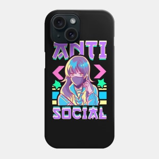 Cute Anti Social Vaporwave Anime Girl Antisocial Phone Case