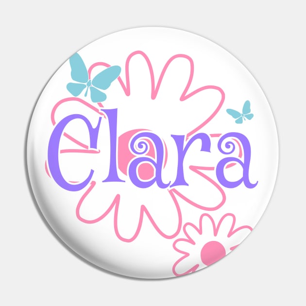Clara Girls Name Daisy Butterflies Pin by xsylx