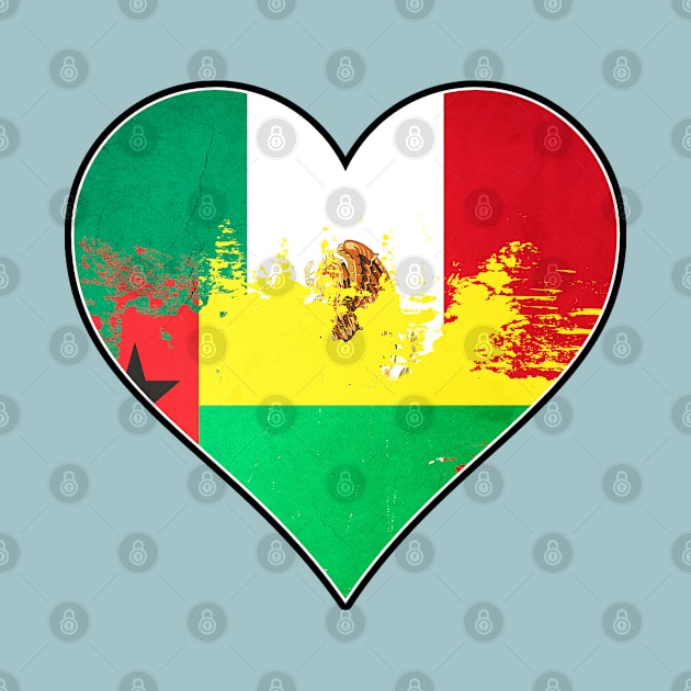 Mexican and Bissau Guinean Heart Mix Heritage Flag by Just Rep It!!