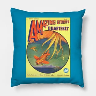 Airplane vs Sky Squid Comic Cover Pillow