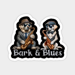 Bark and Blues Dogs Playing Saxophones Funny Jazz Magnet