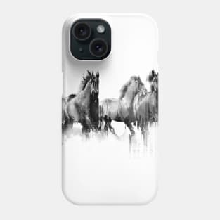 Horses Artistic black and white Wall Tapestries Painting Decorative - for horse lovers Phone Case