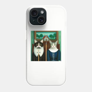 Purrmerican Gothic Cat Family Photo Phone Case