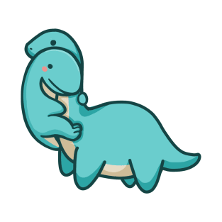 Cute T-rex hugging Long Neck Dinosaur T-Shirt