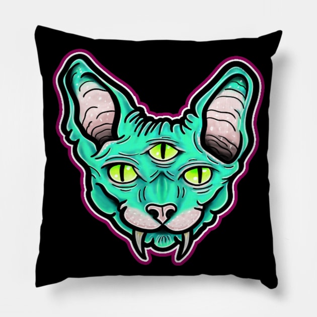 Sphynx cat minds eye Pillow by Squatchyink