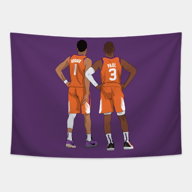 Devin Booker & Chris Paul Phoenix Basketball Tapestry by Hevding