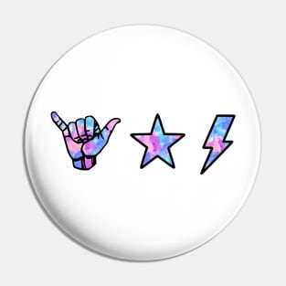 watercolor shaka, star and lightning sticker pack Pin