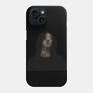 Beautiful girl, with closed eyes. Dark but beautiful. Desaturated, green, brown. Phone Case