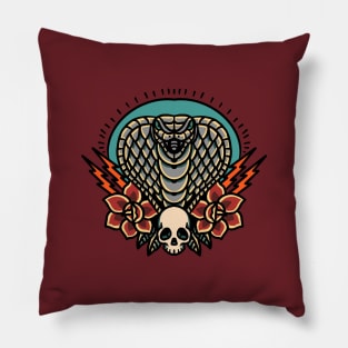 cobra and roses tattoo Pillow