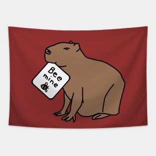 Capybara says Bee Mine on Valentines Day Tapestry