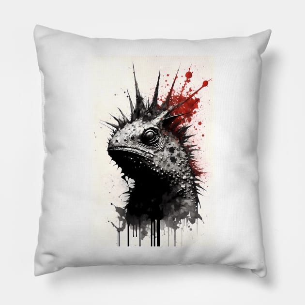 Ink Painting of Horned Lizard Pillow by TortillaChief