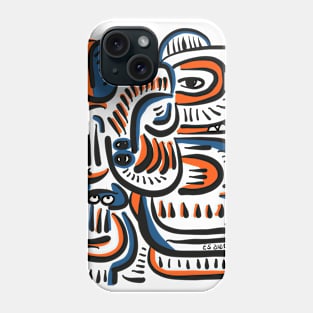 Aztec Orange Blue Graffiti Creatures Phone Case