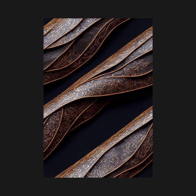 Dark Brown Ornamental Leather Stripes, natural and ecological leather print #38 by Endless-Designs