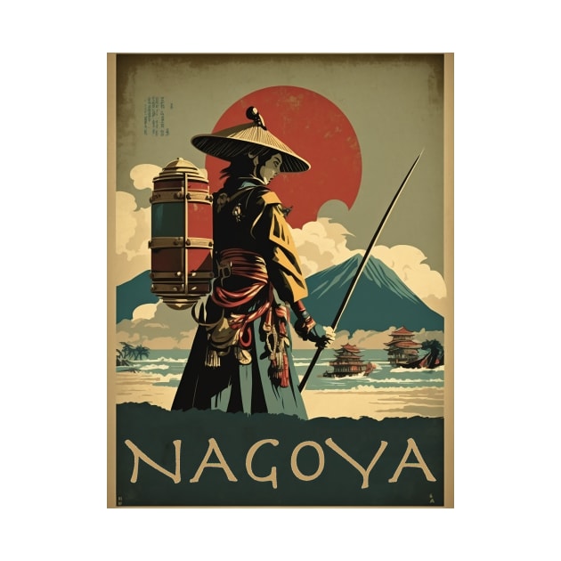 Nagoya Samurai Vintage Travel Art Poster by OldTravelArt