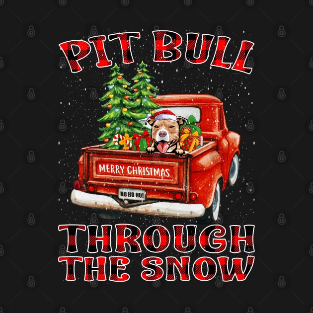 Christmas Pit Bull Through The Snow Dog Santa Truck Tree by intelus