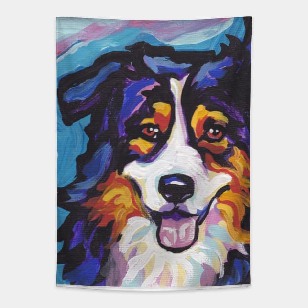 Australian shepherd Aussie Bright colorful Pop Art Aussie Australian Shepherd Dog Tapestry