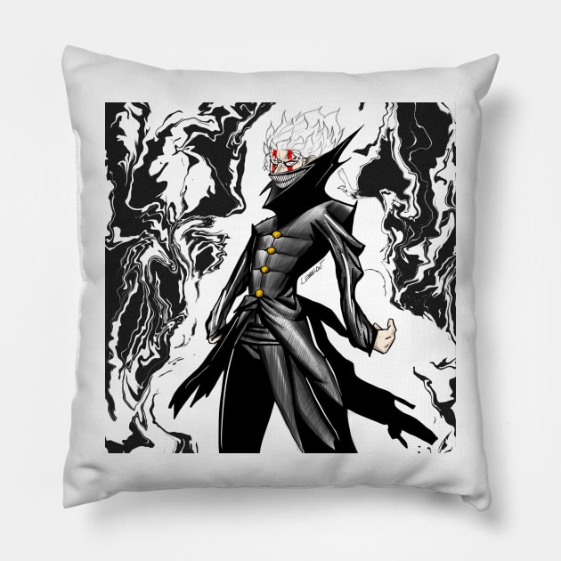 dandadan okarun ecopop in turbo ginny power up disguise art Pillow by jorge_lebeau