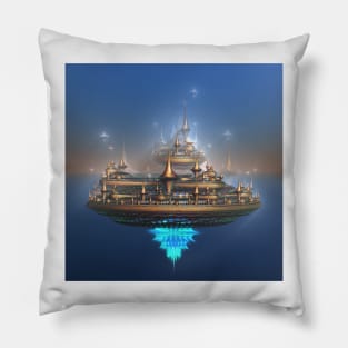 Fractal Floating City at Sunset Pillow