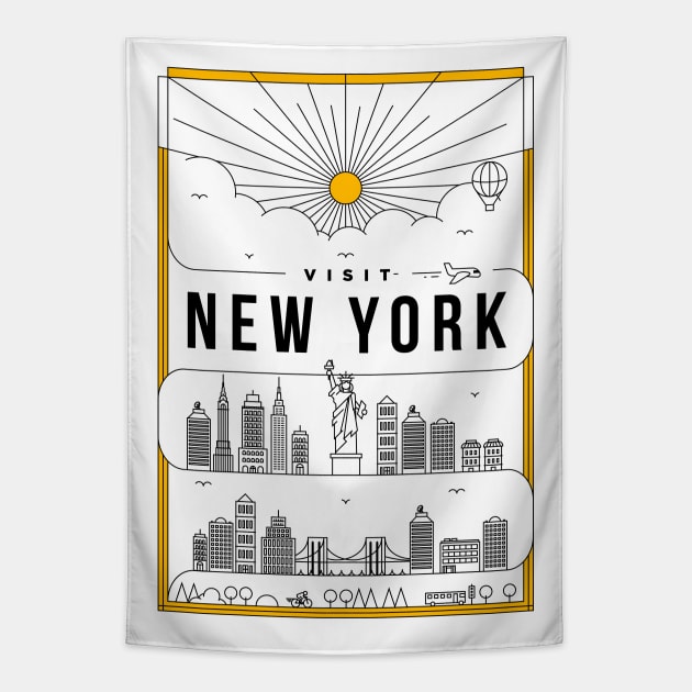 New York Minimal Lineal Poster Tapestry by kursatunsal