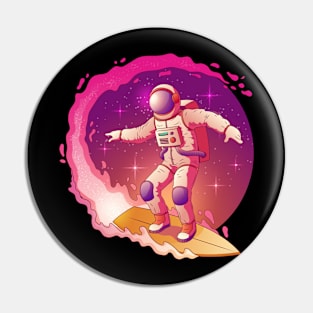 Surfing Astronaut Pin