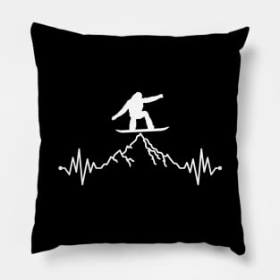 Awesome Snowboarder Heartbeat Snowboarding Pillow