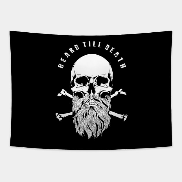 Beard Till Death Bearded Skull Tapestry by monolusi