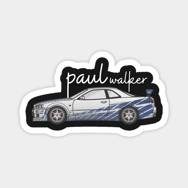 paul walker ( skyline r34 gtr spec ) Magnet by MOTOSHIFT