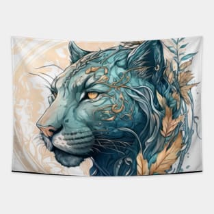 Panther Portrait Animal Painting Wildlife Outdoors Adventure Tapestry