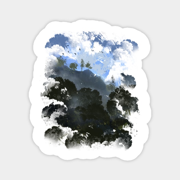 Madeira Mountains - White Puffy Clouds Magnet by Area31Studios
