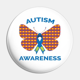 Autism Awareness Puzzle Piece Butterfly Ribbon Pin