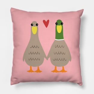 Love Ducks | Cute Ducks Couple Holding Hands with Valentine Heart Pillow