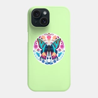 Madagascan Sunset Moth and Vibrant Flowers Phone Case