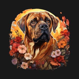 Mastiff  Dog Vintage Floral T-Shirt