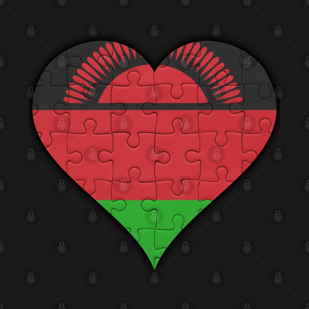 Malawian Jigsaw Puzzle Heart Design - Gift for Malawian With Malawi Roots by Country Flags