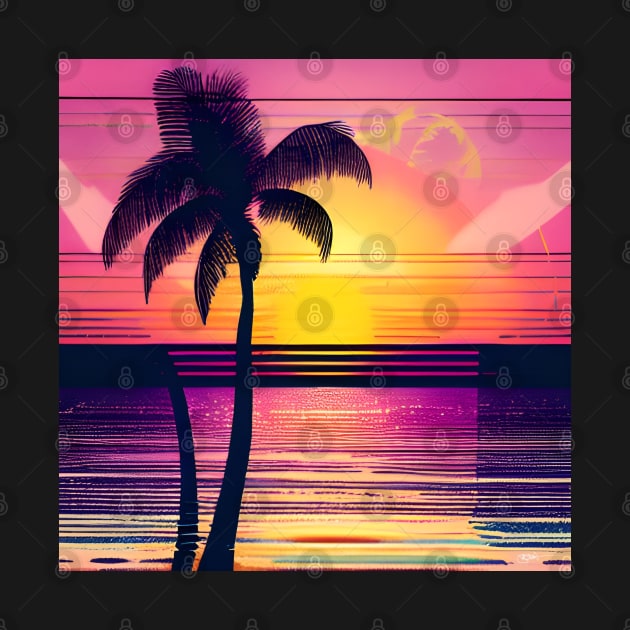 Retro 80s Summer Sun 1 by Benito Del Ray