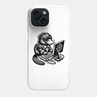 Punk Rock Oddcore Goth Platypus on Computer Vintage Style Phone Case