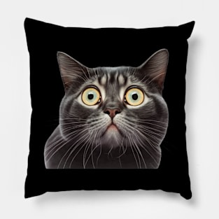 Funny Scared Cat Face, Cat Lover, Scaredy Cat Pillow