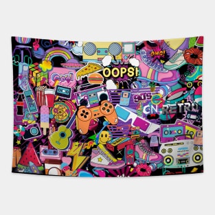 Collage 90s Kid Sticker Collection Wall Tapestry