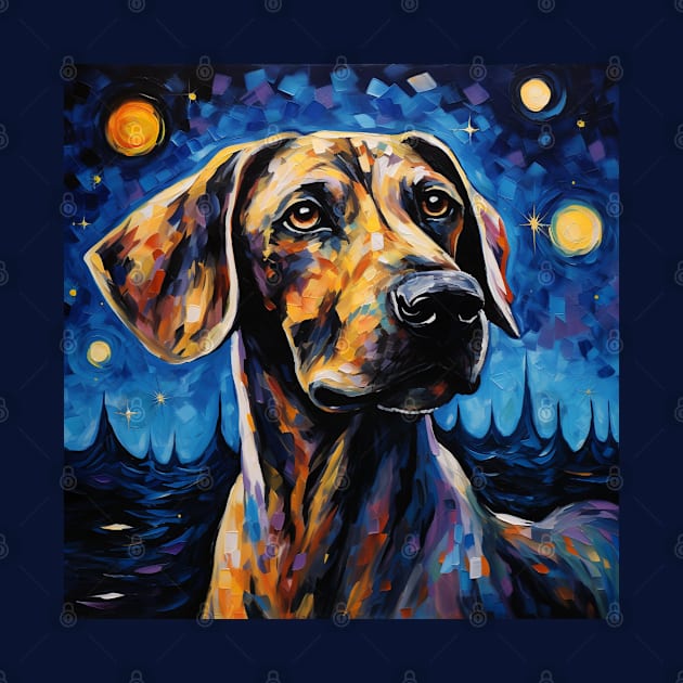 Plott hound Painted in Starry Night style by NatashaCuteShop