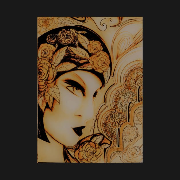 ART DECO FLAPPER WITH CAP GOLD by jacquline8689