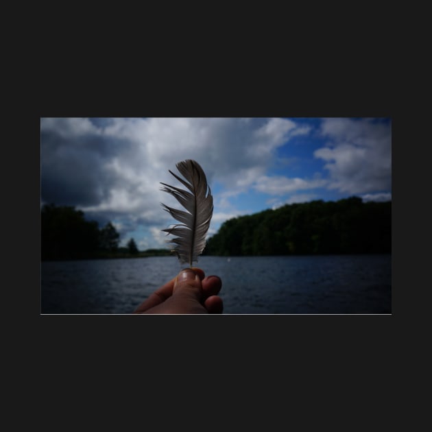 Holding Up a Feather at the Lake by 1Redbublppasswo