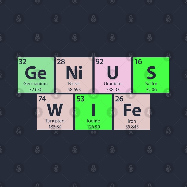 Genius Wife Periodic Table by Gold Wings Tees