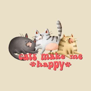 Super Cute Cats Make Me Happy T-Shirt