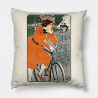 Ad for Cycles et Automobiles Legia, 1898 Pillow