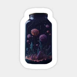 Cosmic Flowers in a Mason Jar Magnet