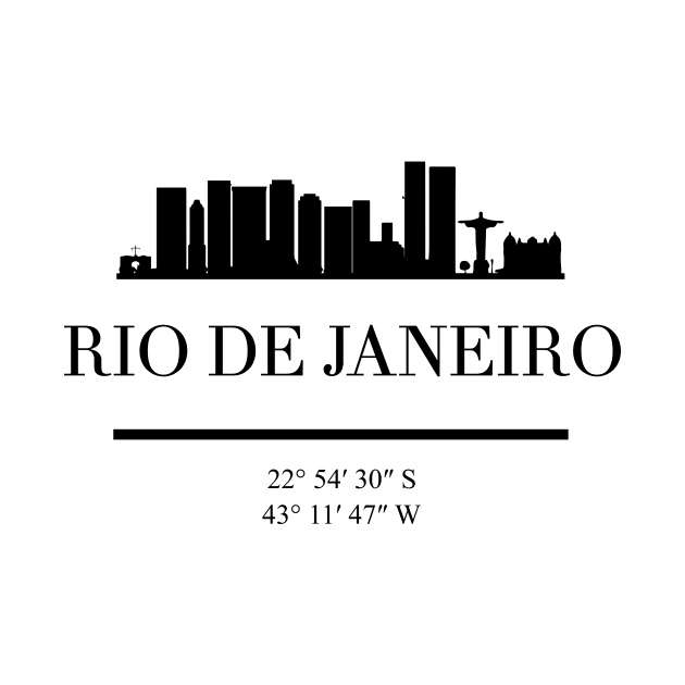 RIO DE JANEIRO BLACK SILHOUETTE SKYLINE ART by deificusArt