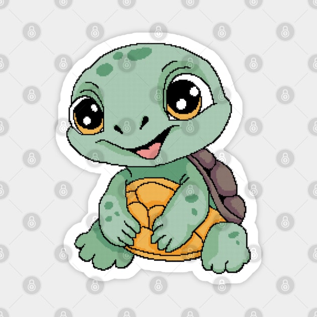 Cute happy baby turtle Magnet by ZingyStitches